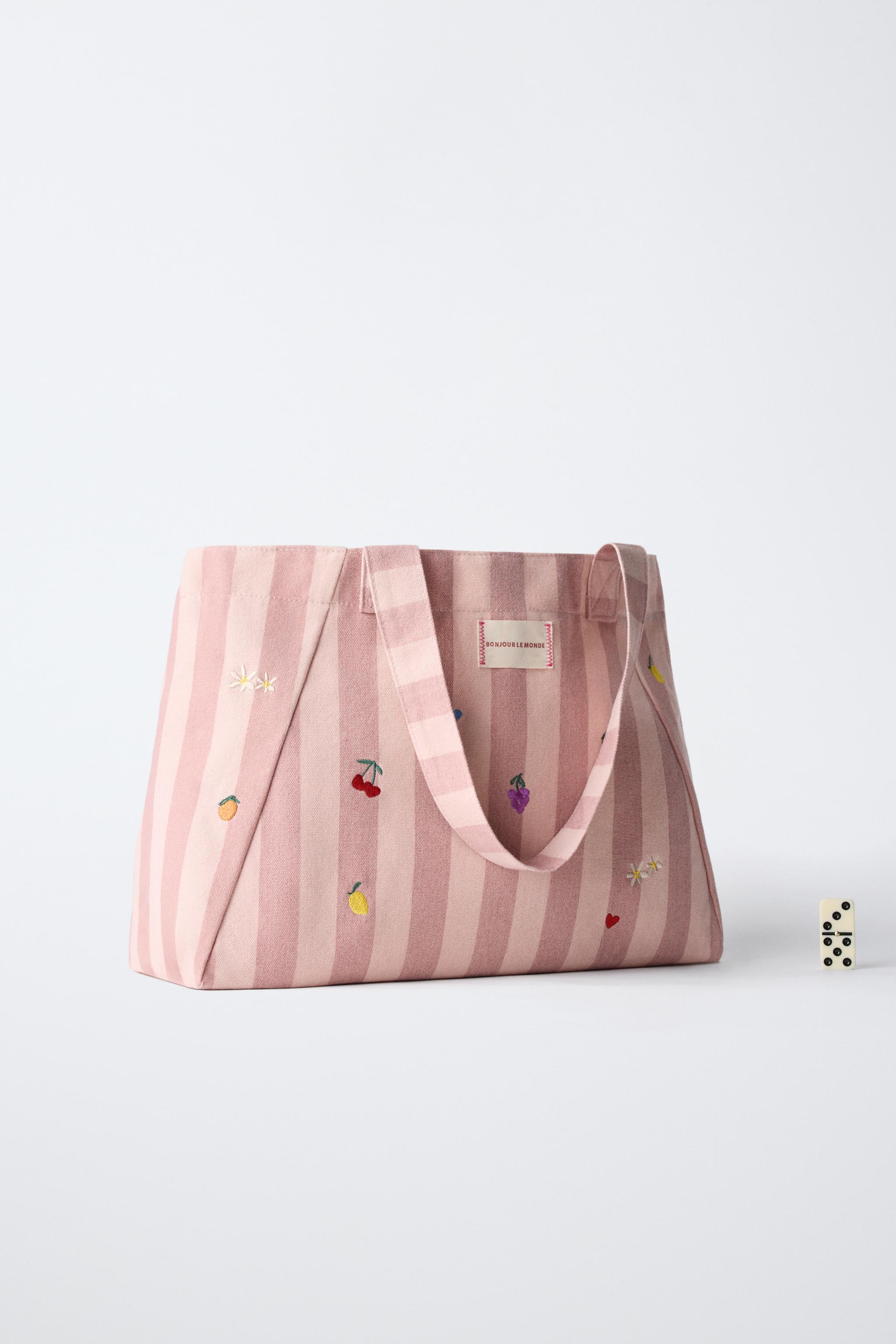 STRIPED FRUIT TOTE BAG